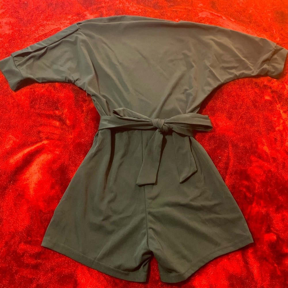 Green Off the Shoulder Romper - Small